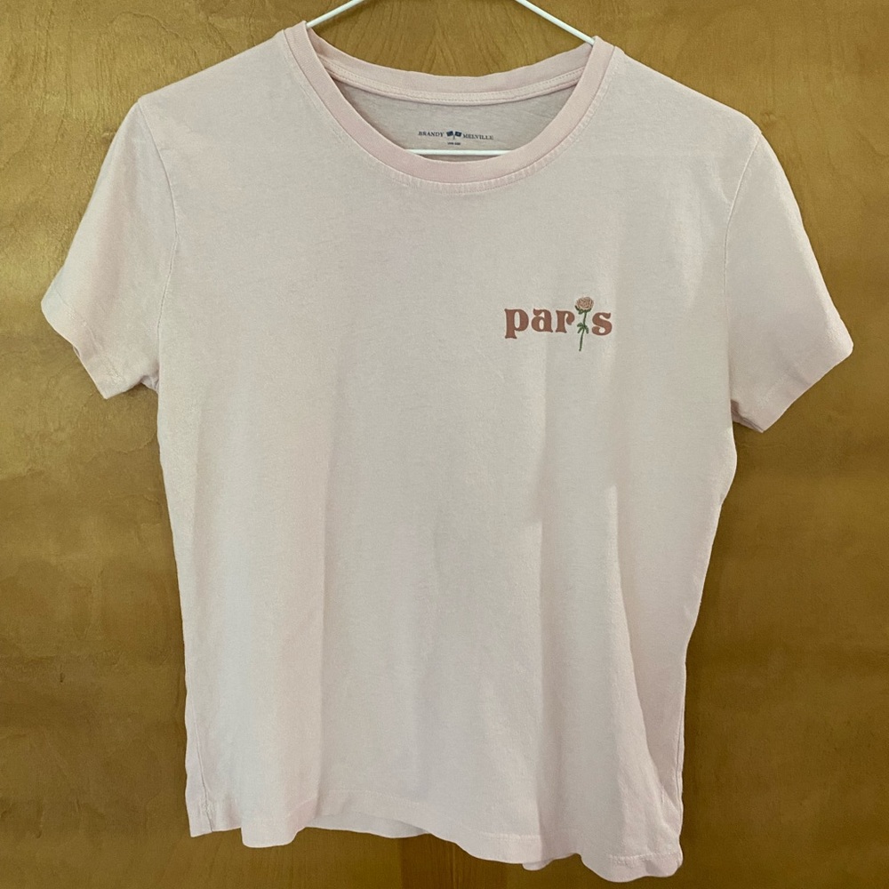 Brandy Melville Light Pink Paris Tee
